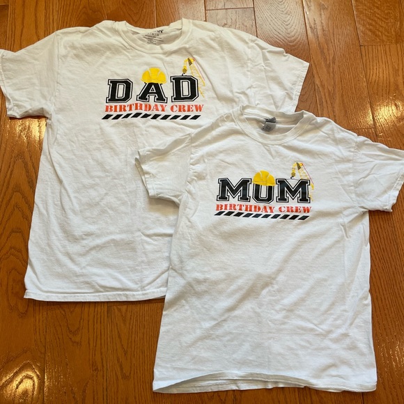Tops | Mom Dad Matching Construction Birthday Crew Tshirts | Poshmark
